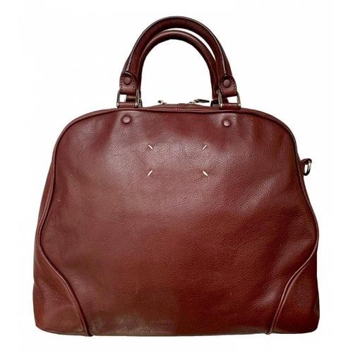Pre-owned Maison Margiela Leather Handbag In Burgundy