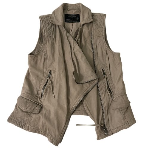 Pre-owned Allsaints Leather Vest In Beige