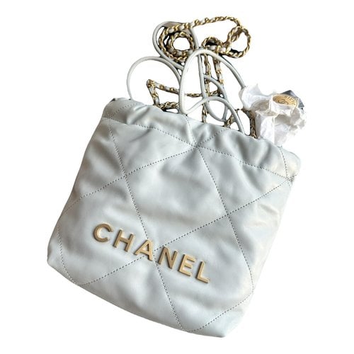 Pre-owned Chanel 22 Leather Crossbody Bag In Blue