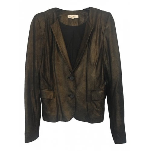 Pre-owned Sandro Leather Blazer In Gold