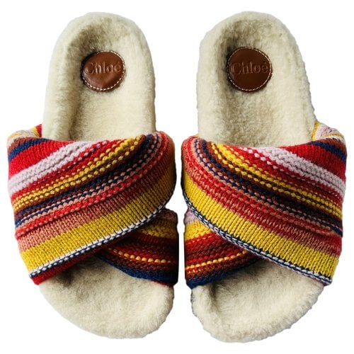 Pre-owned Chloé Shearling Mules In Multicolour