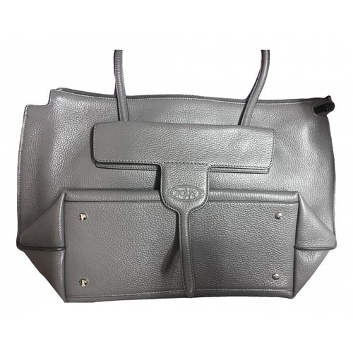 Pre-owned Tod's Leather Tote In Grey