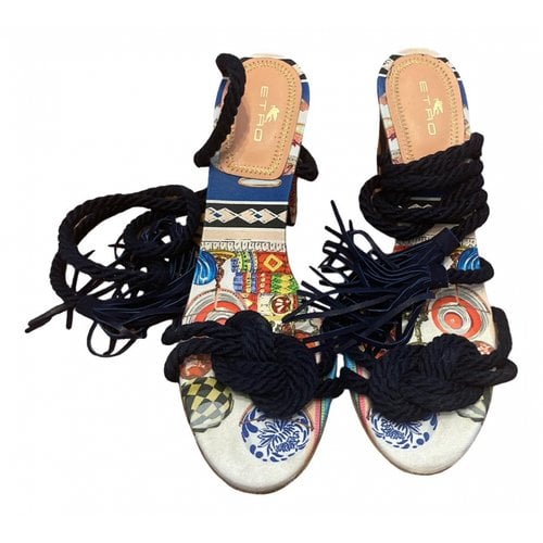 Pre-owned Etro Cloth Sandals In Blue