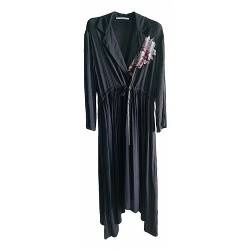 Pre-owned Aglini Silk Mid-length Dress In Black