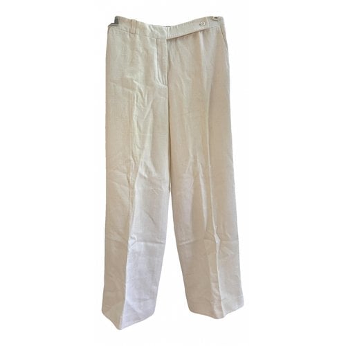 Pre-owned Celine Linen Straight Pants In White