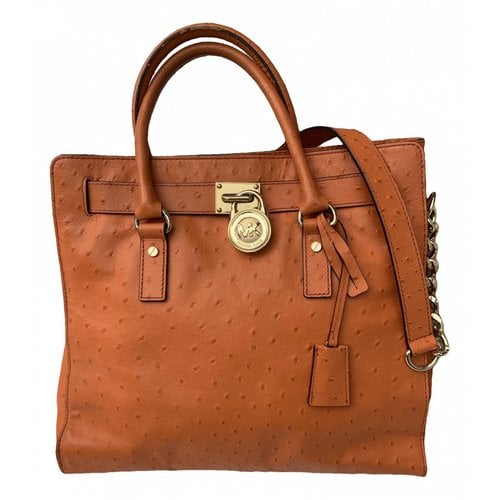 Pre-owned Michael Kors Hamilton Leather Handbag In Orange