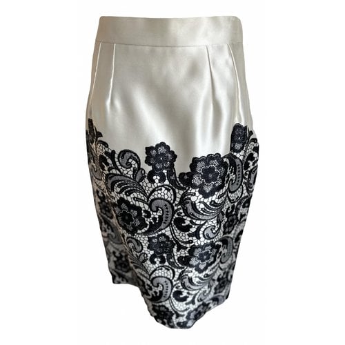 Pre-owned Dolce & Gabbana Silk Mid-length Skirt In White