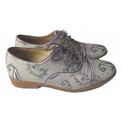 Pre-owned Etro Cloth Lace Ups In Grey