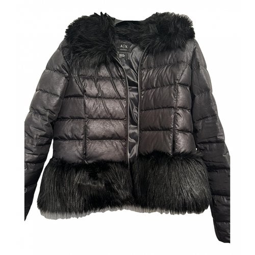 Pre-owned Armani Exchange Faux Fur Jacket In Black