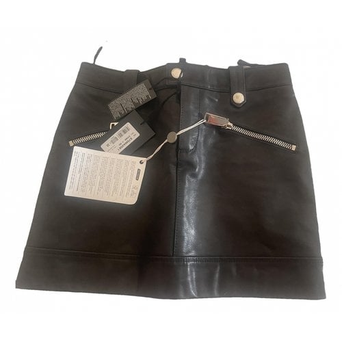 Pre-owned Dsquared2 Leather Mini Skirt In Black