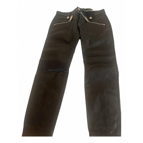 Pre-owned Dsquared2 Leather Trousers In Black