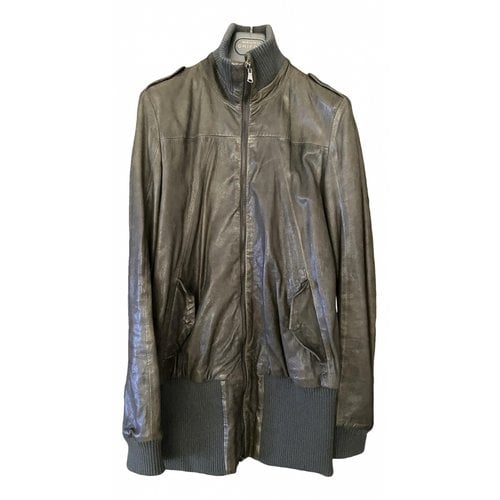 Pre-owned Mauro Grifoni Leather Biker Jacket In Anthracite