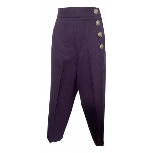 Pre-owned Saint Laurent Wool Carot Pants In Purple