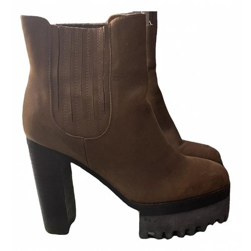 Pre-owned Jeffrey Campbell Vegan Leather Boots In Brown
