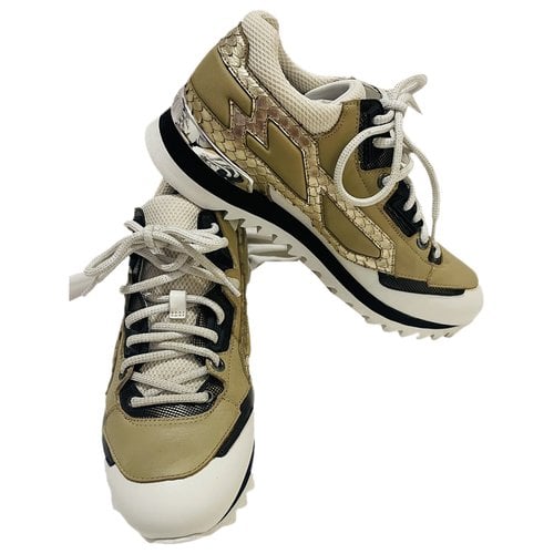 Pre-owned Les Hommes Glitter Low Trainers In Beige