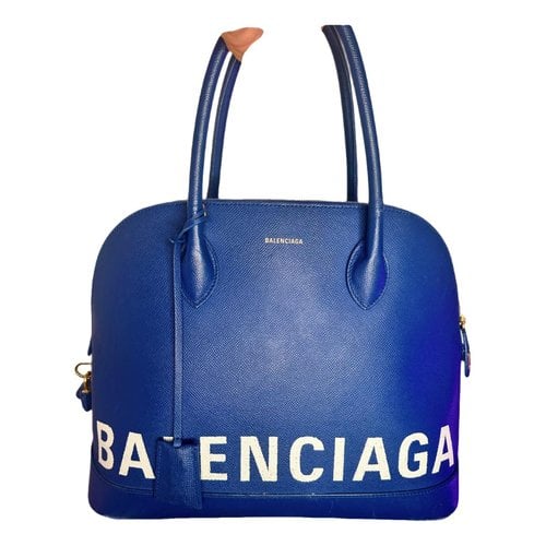 Pre-owned Balenciaga Ville Top Handle Leather Handbag In Blue