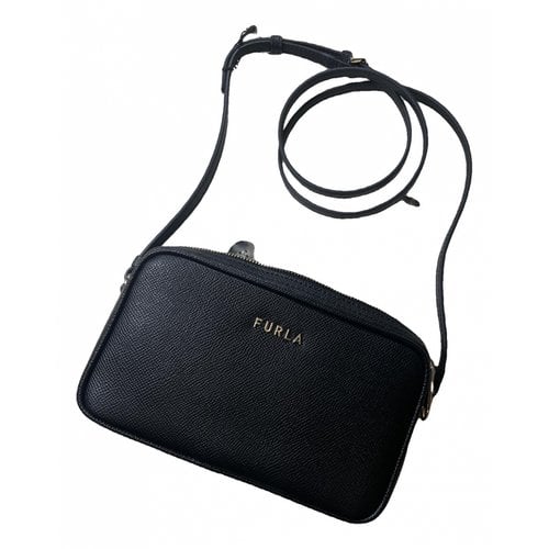 Pre-owned Furla Faux Fur Handbag In Black