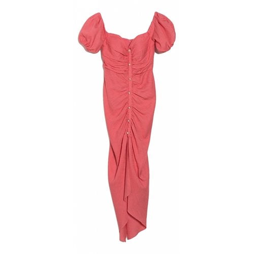 Pre-owned Ronny Kobo Linen Mid-length Dress In Pink