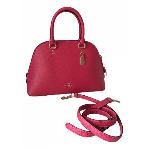 Pre-owned Coach Cartable Mini Sierra Leather Satchel In Pink