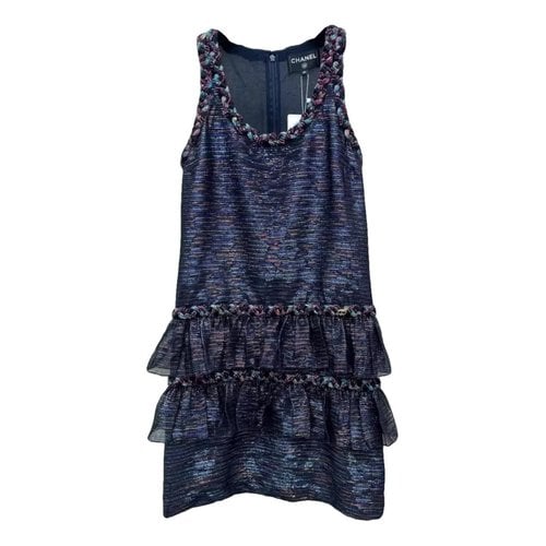 Pre-owned Chanel Silk Mid-length Dress In Navy