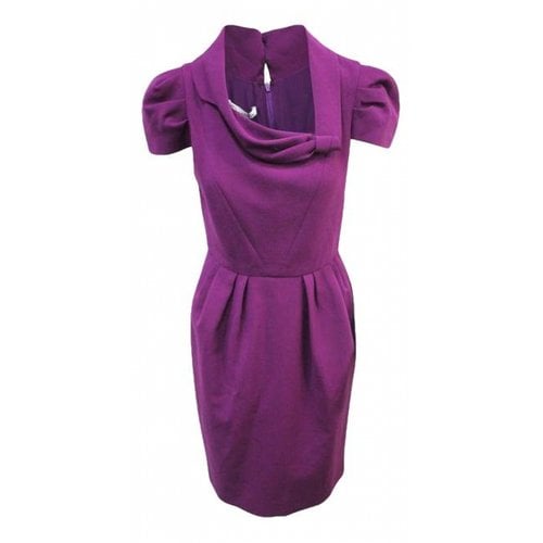 Pre-owned Oscar De La Renta Silk Dress In Purple