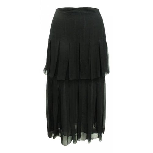 Pre-owned Oscar De La Renta Silk Skirt In Black