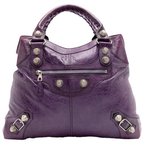 Pre-owned Balenciaga Leather Tote In Purple