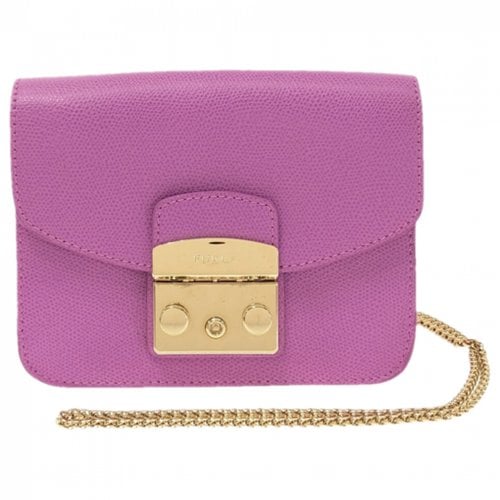 Pre-owned Furla Metropolis Leather Handbag In Purple