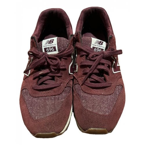 Pre-owned New Balance Cloth Trainers In Burgundy