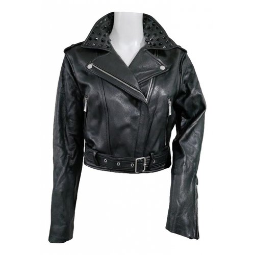 Pre-owned Bcbg Max Azria Leather Biker Jacket In Black