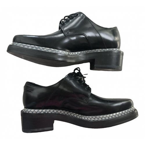 Pre-owned Acne Studios Patent Leather Lace Ups In Black