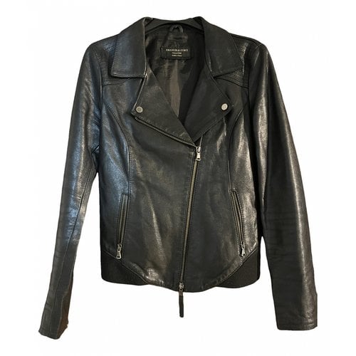 Pre-owned Emanuele Curci Leather Biker Jacket In Black