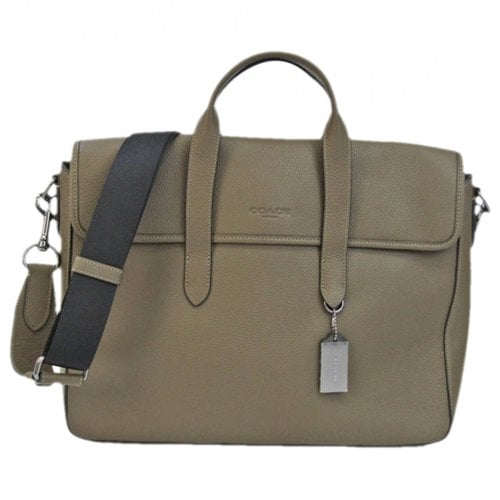 Pre-owned Coach Leather Satchel In Khaki