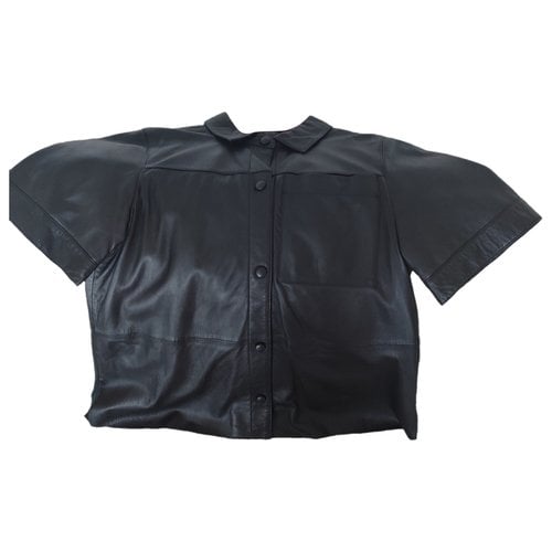 Pre-owned Oakwood Leather Blouse In Black
