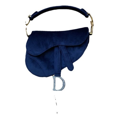 Pre-owned Dior Saddle Velvet Handbag In Blue