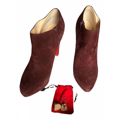 Pre-owned Christian Louboutin Riding Boots In Burgundy