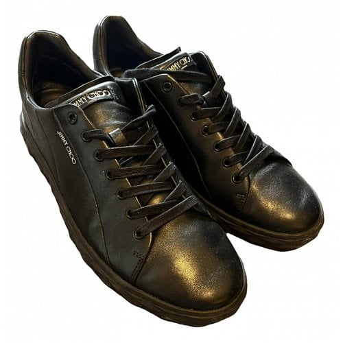 Pre-owned Jimmy Choo Leather Low Trainers In Black