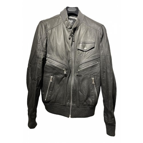 Pre-owned D&g Leather Jacket In Grey