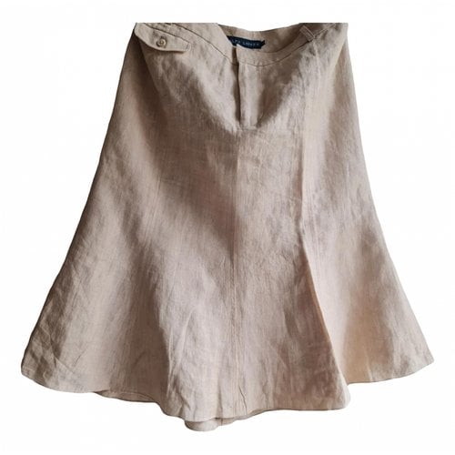 Pre-owned Ralph Lauren Linen Mini Skirt In Beige