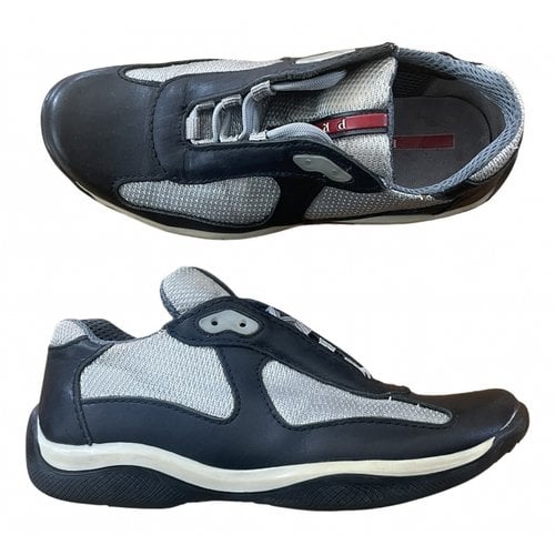 Pre-owned Prada Leather Trainers In Blue
