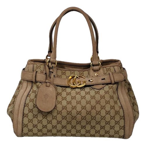 Pre-owned Gucci Cloth Satchel In Beige