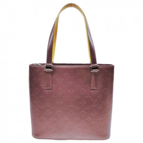 Pre-owned Louis Vuitton Stockton Leather Handbag In Burgundy