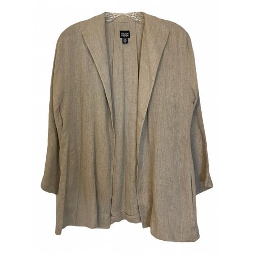 Pre-owned Eileen Fisher Linen Jacket In Beige