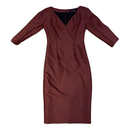 Pre-owned Gucci Wool Mid-length Dress In Burgundy