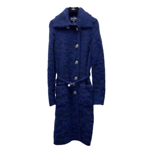 Pre-owned Chanel Cashmere Coat In Navy