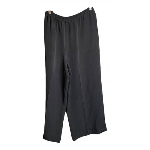 Pre-owned Eskandar Silk Straight Pants In Black