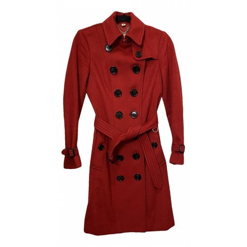 Pre-owned Burberry Sandringham Cashmere Coat In Red