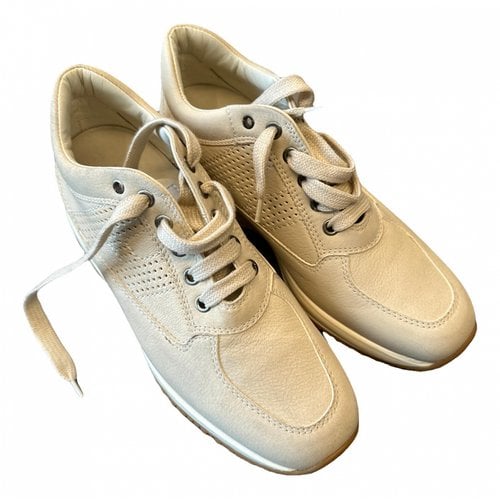 Pre-owned Hogan Leather Trainers In Beige