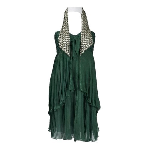 Pre-owned Chanel Silk Mini Dress In Green