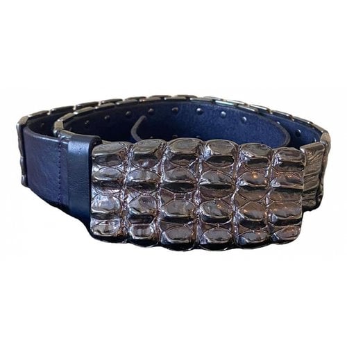 Pre-owned Philipp Plein Leather Belt In Blue